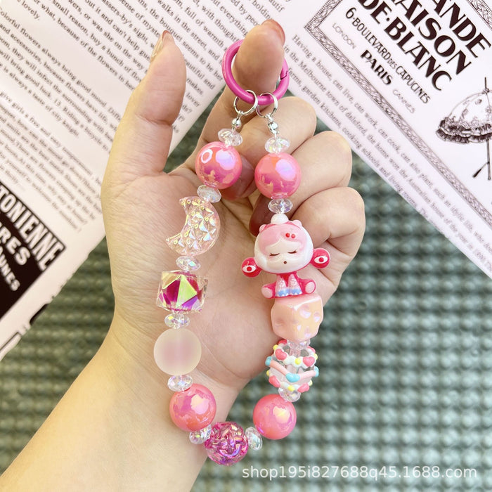 Wholesale Transparent Moon Bubble Girl Cute Hot Style Cute Mobile Phone Chain Keychain Bag Doll Pendant Accessories