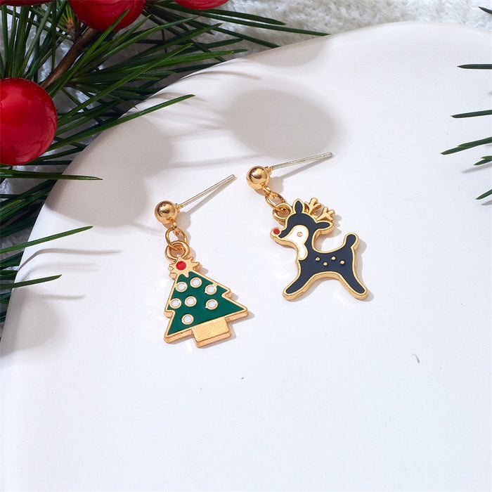 Wholesale Chic Christmas Earrings Deer Bell Santa Short Drop Metal Plated Jewelry Accessory