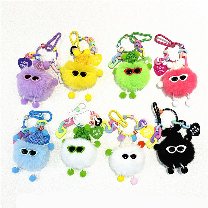 Wholesale Cartoon Plush Briquette Keychain Colorfulful Cute Doll Student School Bag Pendant Key Chain Pendant Small Gift