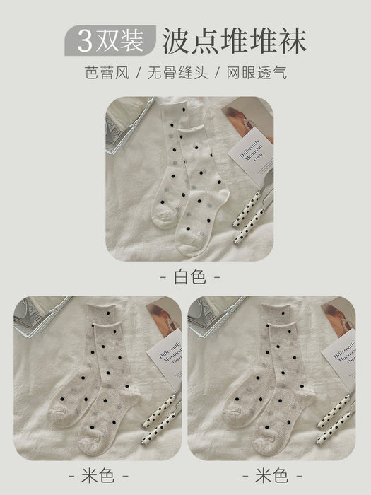 Wholesale Dotted pile socks, thin mesh breathable midsole socks with rolled edges and boneless versatility