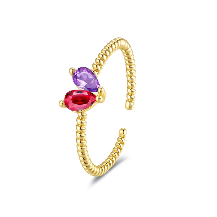 Wholesale Geometric Heart to Heart Diamond Set Ring Optional Personalized Light Luxury Ring