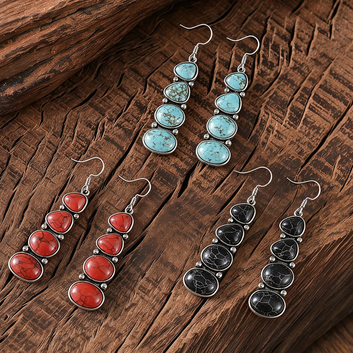 Wholesale 2pcs Bohemian Retro Turquoise Statemente Earrings