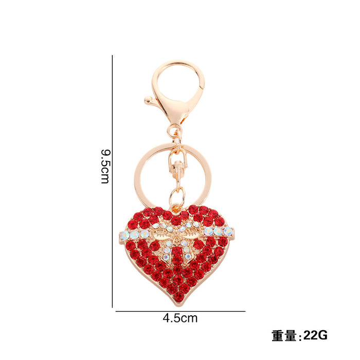 Wholesale Keychain Exquisite Alloy Diamond Bag Pendant Heart Hanging