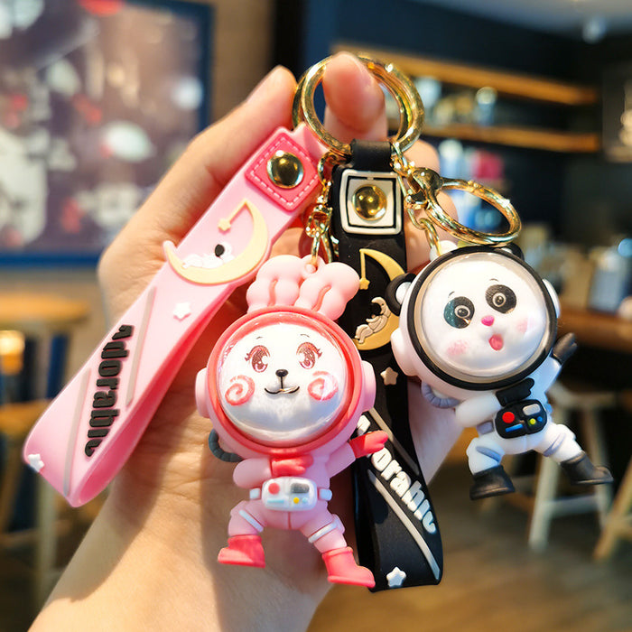 Wholesale Cartoon Panda Rabbit Bear Doll 3D Rubber Keychain JDC-KC-Tingm075