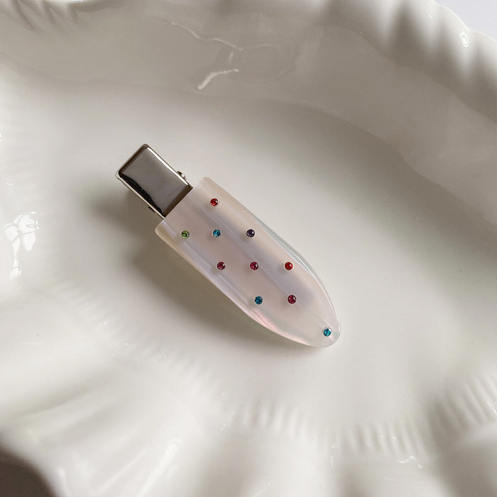 Wholesale Colorful diamond side hair clip with no trace, elegant edge clip, high-end feeling, duckbill clip, fashionable and versatile headband