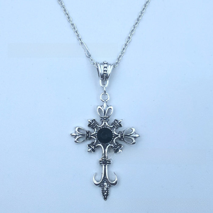 Wholesale Vintage Ruby Cross Necklace Fashion Pendant Necklace