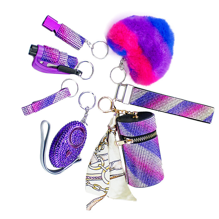 Wholesale 7 Piece Aluminum Alloy Multi Color Personal Alarm Keychain Set Love Theme Fashion Accessory Gift