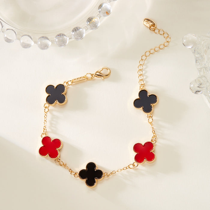Wholesale four-leaf clover bracelet for women South Korea simple ins Five-Flower fritillary good luck four-leaf clover all-match bracelet chain