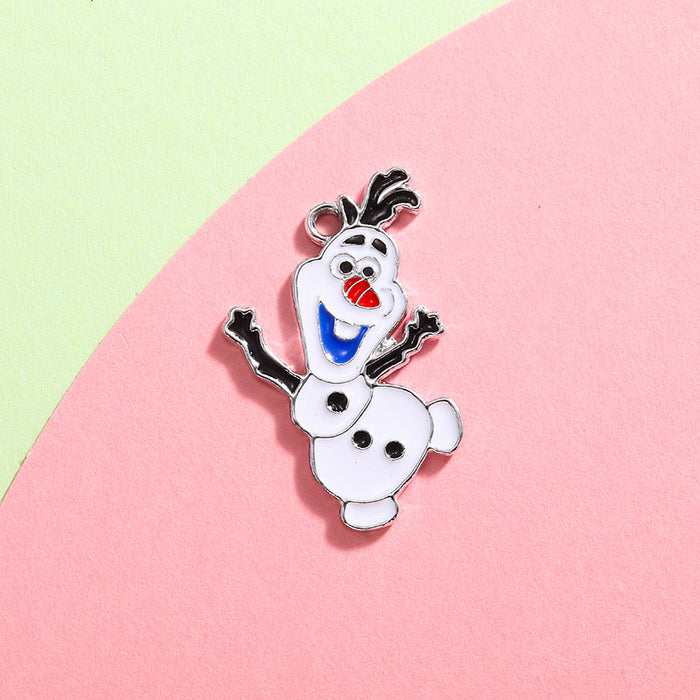 Wholesale retention animation cartoon snow treasure snowman jewelry pendant diy earrings drop oil creative cute bracelet pendant