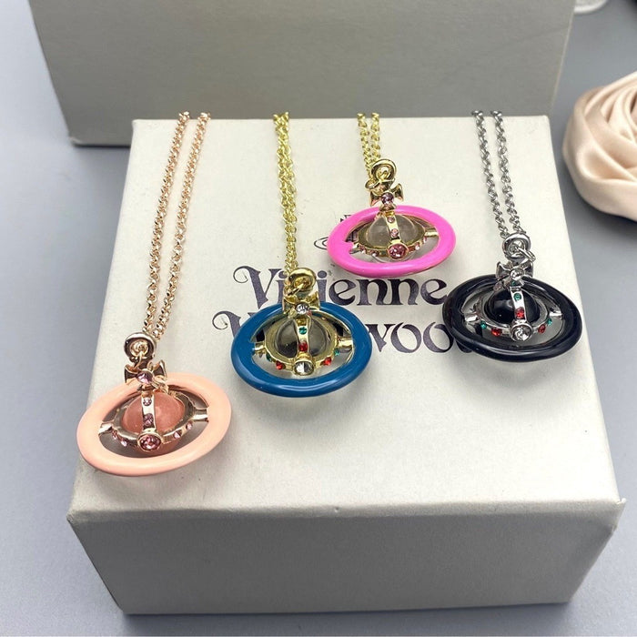 Wholesale Oil-sprayed 3D Saturn Necklace Choker Necklace