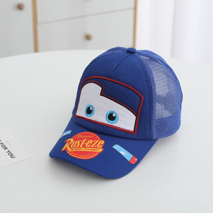 Wholesale Trendy Car Print Boys Baseball Cap Sun Hat Red Cloth Wide Brim Sunscreen Kids Fashion Accessory For Resale