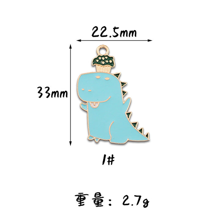 Wholesale 10pcs Cute Big Dinosaur Alloy Oil Drop Pendant Keychain Pendant Accessories