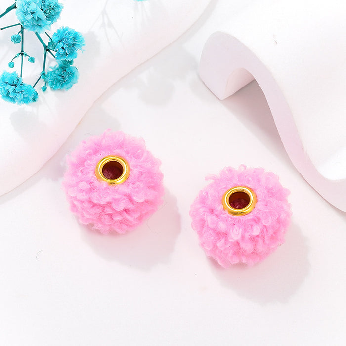 Wholesale 100PCS 20MM Straight Hole Plush Ball Spacer Beads JDC-BDS-NanT009