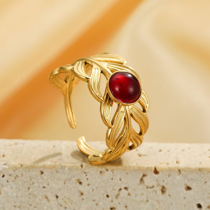 Wholesale Asymmetric geometry retro ring titanium steel light luxury design anti fading stainless steel jewelry