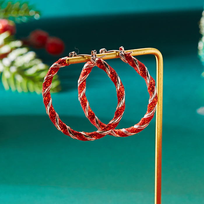Wholesale Christmas fashion colorful red and green twisted earrings party accessories Christmas earrings