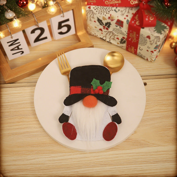 Wholesale Christmas decorations dwarf knife and fork set Old man tableware set doll knife and fork bag kitchen dress props