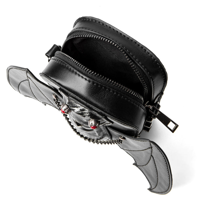 Wholesale Crossbody Bag Women Dark Gothic Bat Flower Design PU Leather Small Square Bag for Everyday Fashion Accessory