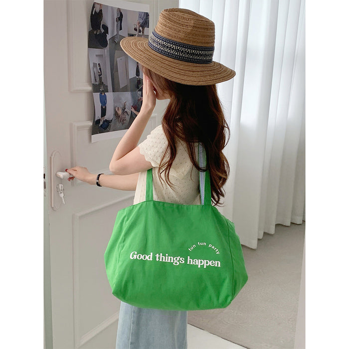 Wholesale New tote bag with striped contrasting double-sided bag, large capacity canvas bag for class commuting