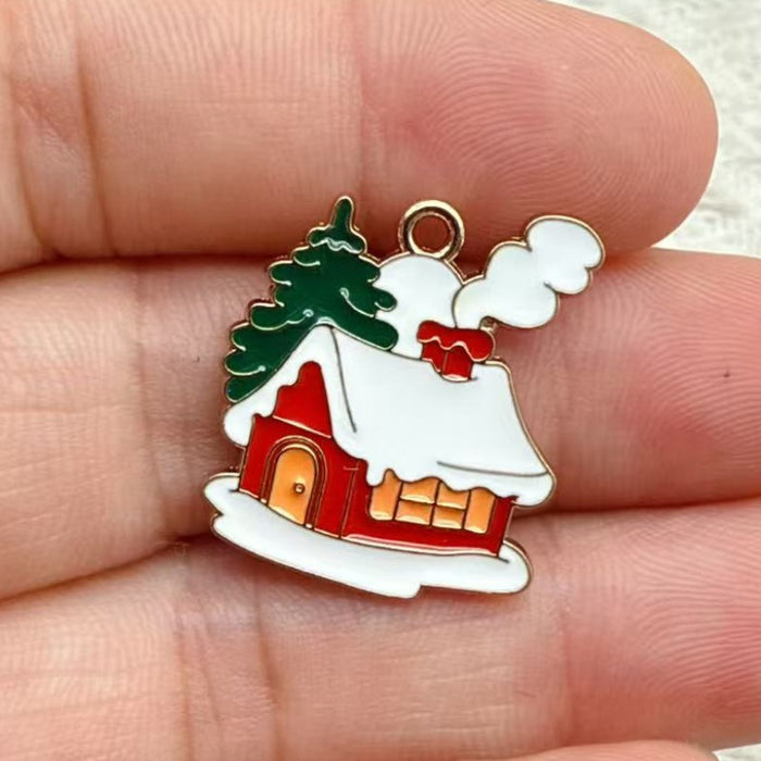 Wholesale 10pcs New oil-drip Christmas-themed alloy accessories  cartoon snowman  reindeer,   DIY pendant accessories