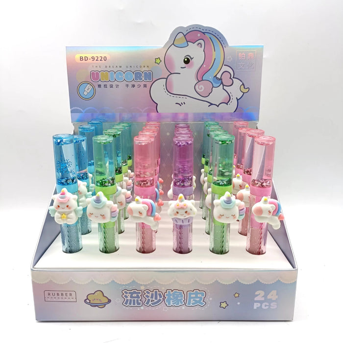 Wholesale Glittery sand filled clean and low residue push pull eraser