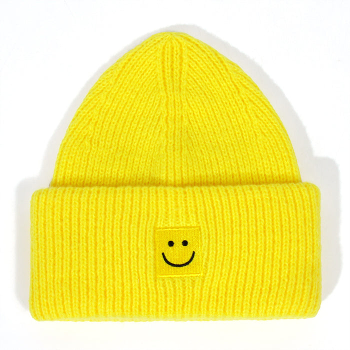 Wholesale Smiley Face Embroidery Acrylic Wool Knitted Hat JDC-FH-XiaMi011