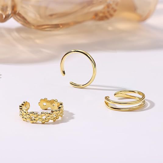 Wholesale Simple opening adjustable ring, electroplated real gold living ring set, foot ring