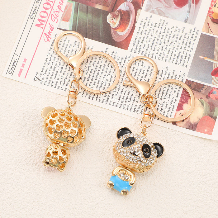 Wholesale Diamond encrusted teddy bear car key pendant, cute and exquisite small gift, women's handbag chain pendant, keychain ring