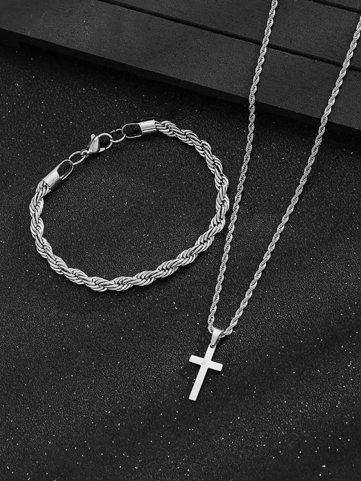 Wholesale Stainless steel smooth cross titanium steel necklace solid color accessories collarbone chain