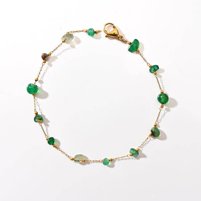 Wholesale Fashion classic stainless steel crushed stone ankle chain, colorful stone foot accessories wholesale