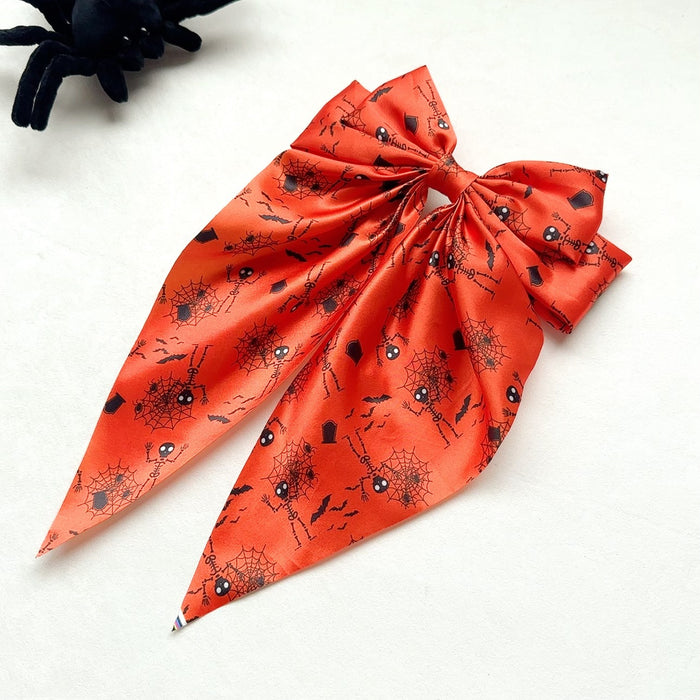 Wholesale  Hair Accessories Ghost  Web Streamer Spring Clip Pumpkin Hair Clip Fabric Print Clip Party Dress up