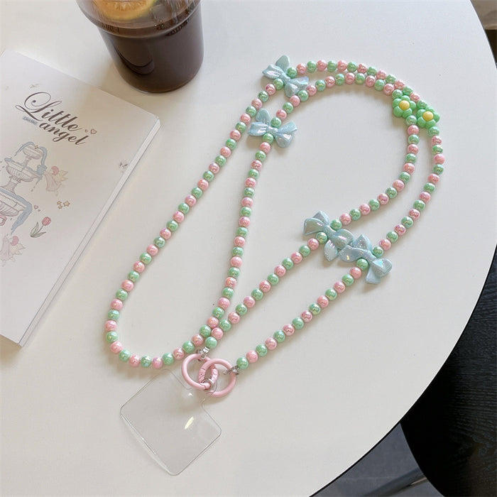 Wholesale Jewelry phone case bracelet long hanging chain high-end bow DIY handmade jewelry pearl women's chain accessories wholesale