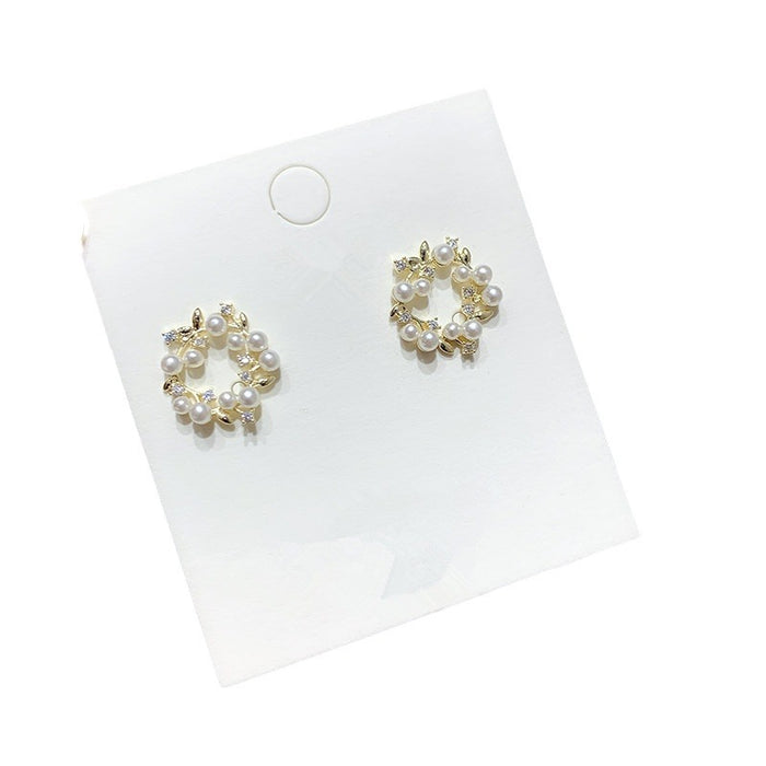 Wholesale Vintage pearl garland earrings without ear holes, elegant earrings, studs