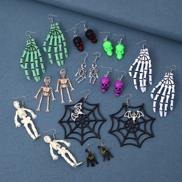 Wholesale 5pcs Halloween Series Skull Pumpkin Zinc Alloy Earrings JDC-ES-BinL009