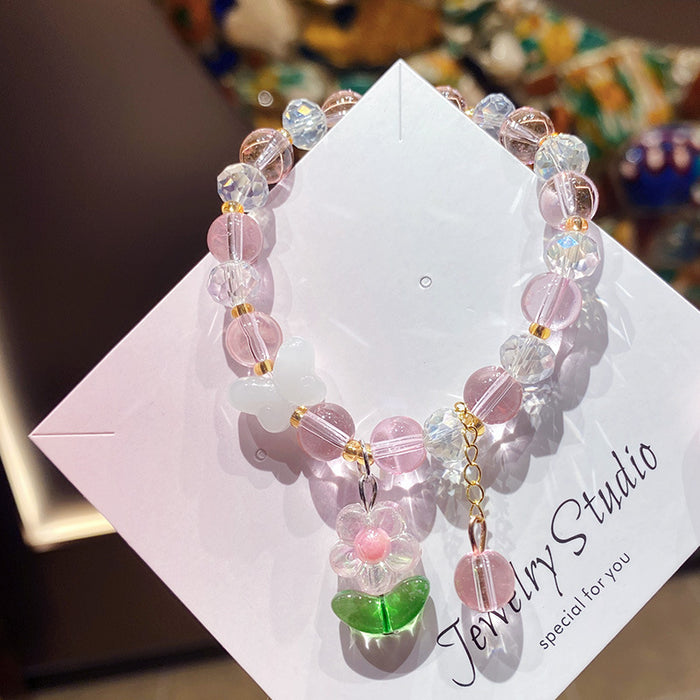 Wholesale Trendy Girls Flower Glass Beaded Bracelet Travel Souvenir Jewelry Accessory MOQ≥3