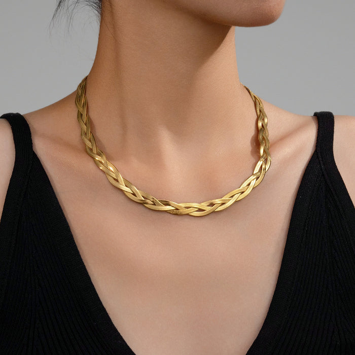 Wholesale 2pcs Stacked necklaces,  plain chain,  snake bone,  titanium steel chain