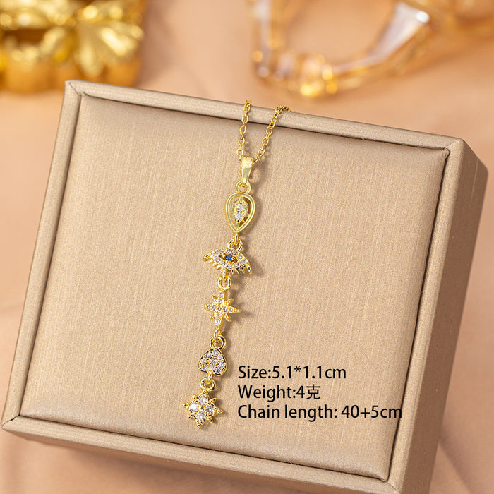Wholesale Titanium Steel Gold Plated Butterfly Tassel Necklace Trendy Jewelry Accessory MOQ≥2