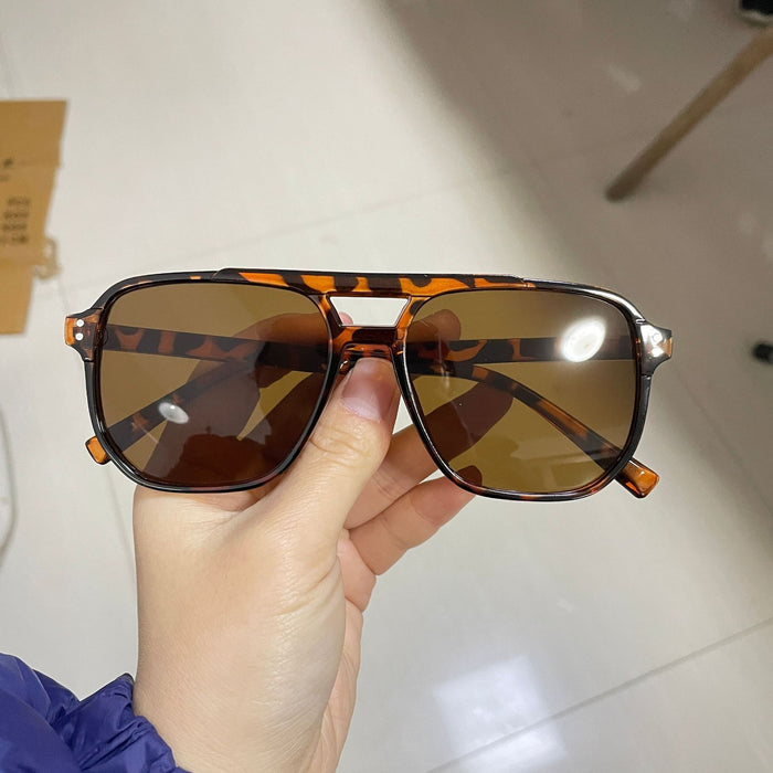 Wholesale New retro double beam sunglasses, fashionable and simple large frame sunglasses, personalized glasses