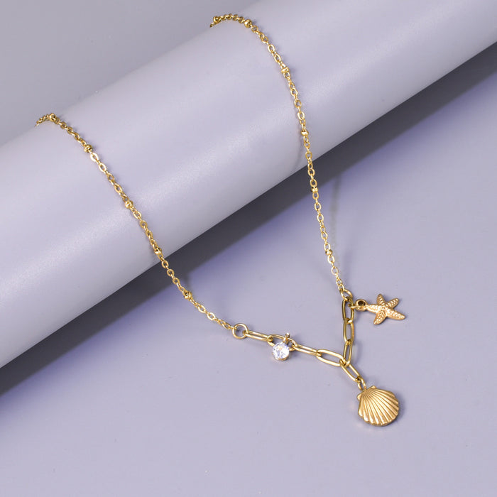 Wholesale Shell starfish water diamond necklace