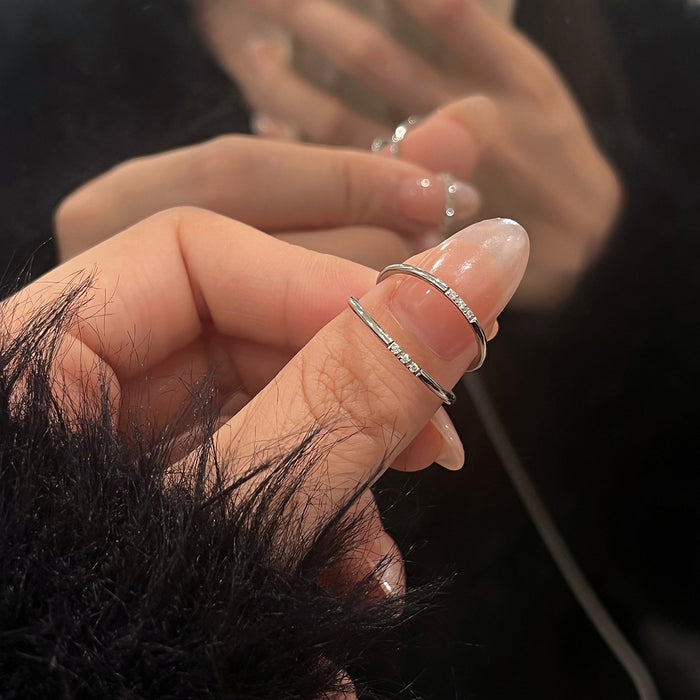 Wholesale Extremely fine simple plain ring zircon titanium steel ring female  non-fading ring