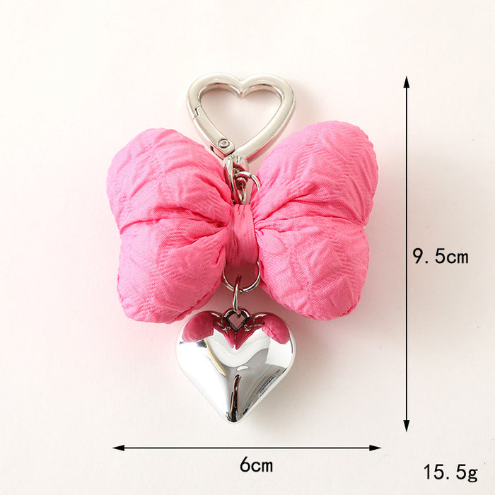 Wholesale Creative new cute bow pendant with high-end metal heart keychain decoration