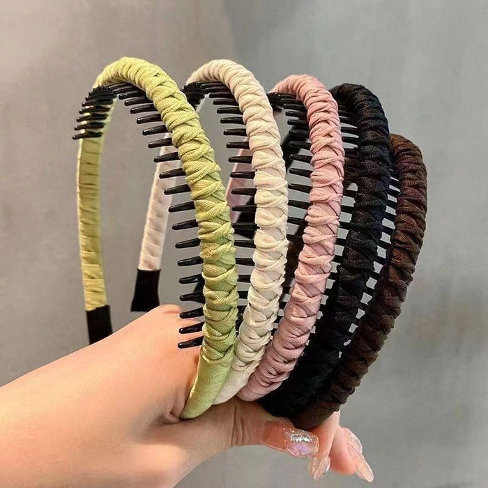 Wholesale Toothed anti slip face washing headband seamless braided hairband for controlling stray hairs