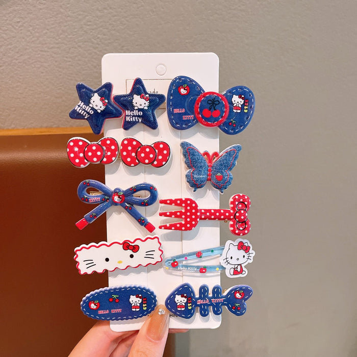 Wholesale Denim Girls'  Plaid Bow Hair Clip