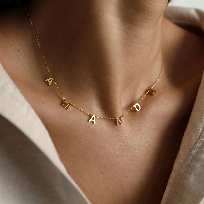 Wholesale English letter name necklace silver female  clavicle chain