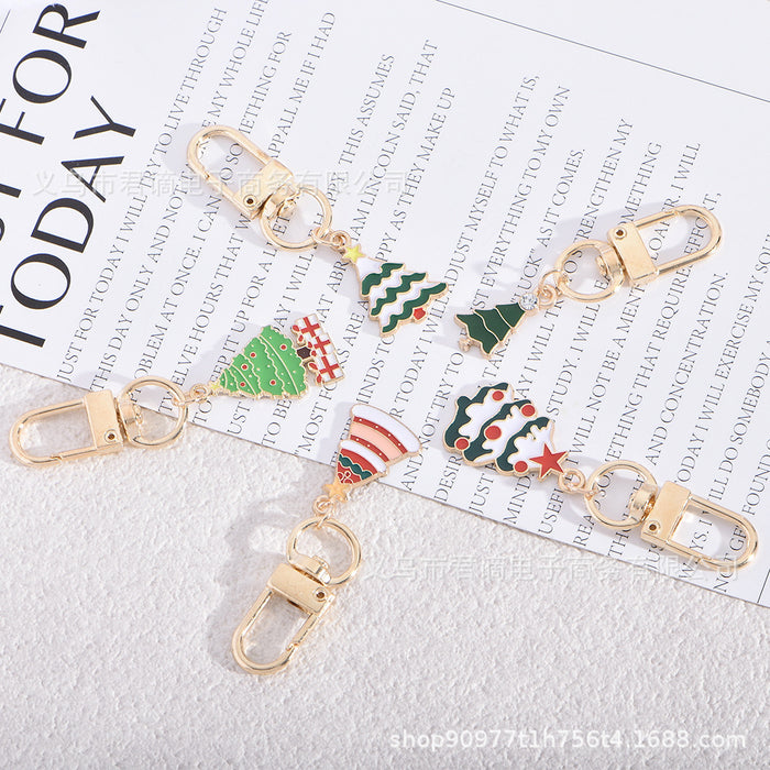 Wholesale Christmas Keychain Christmas Tree Series Keychain Alloy Oil Dripping Decorative Chain Bag Pendant