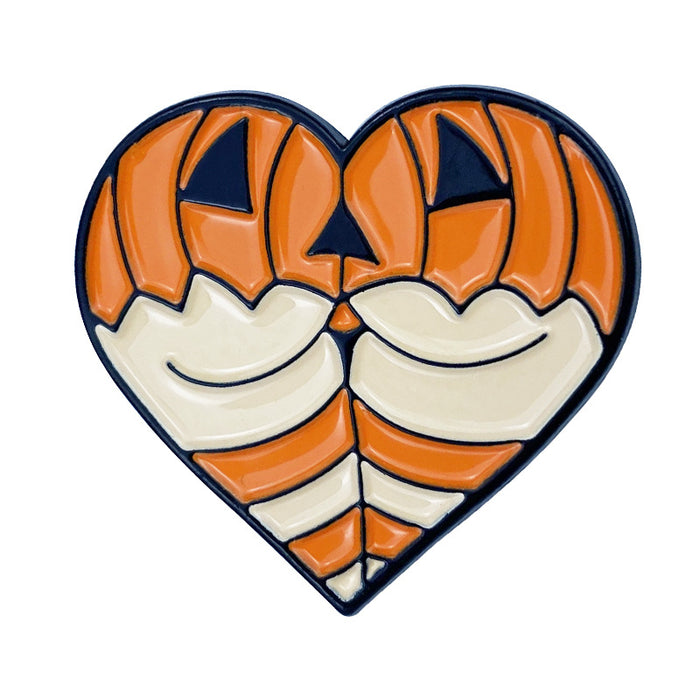 Wholesale Cartoon cute heart-shaped alloy badge creative funny fun pumpkin metal brooch MOQ≥2