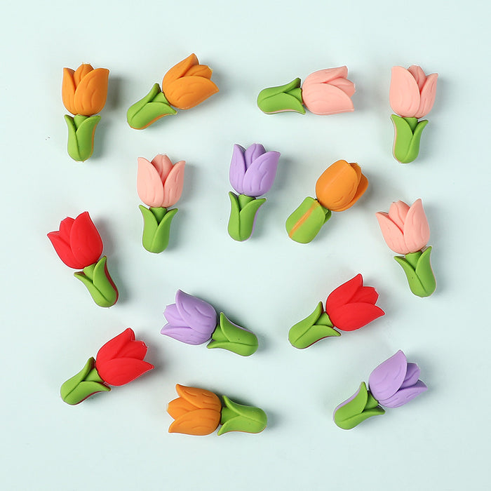 Wholesale 20pcs Flower silicone beads beaded jewelry accessories three-dimensional tulip glue beads