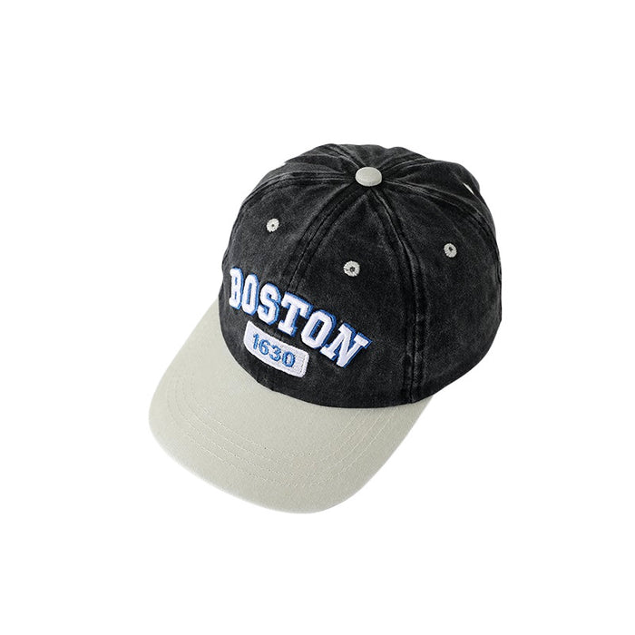 Wholesale Children' s Washed Embroidered Color-Blocked Baseball Hat