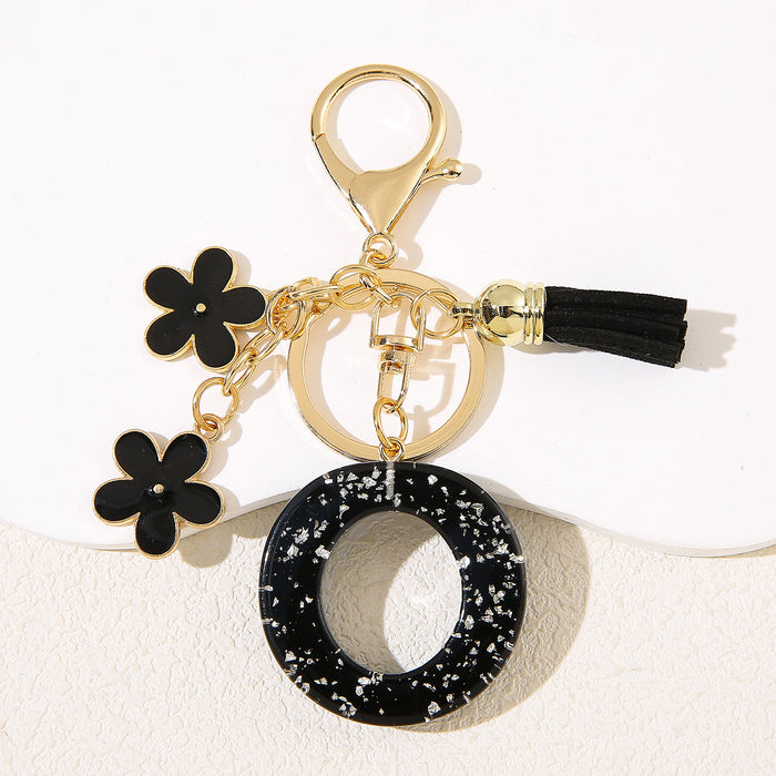 Wholesale Flower 26 English Letter Pendant Keychain Letter Keychain Women's Bag Accessories