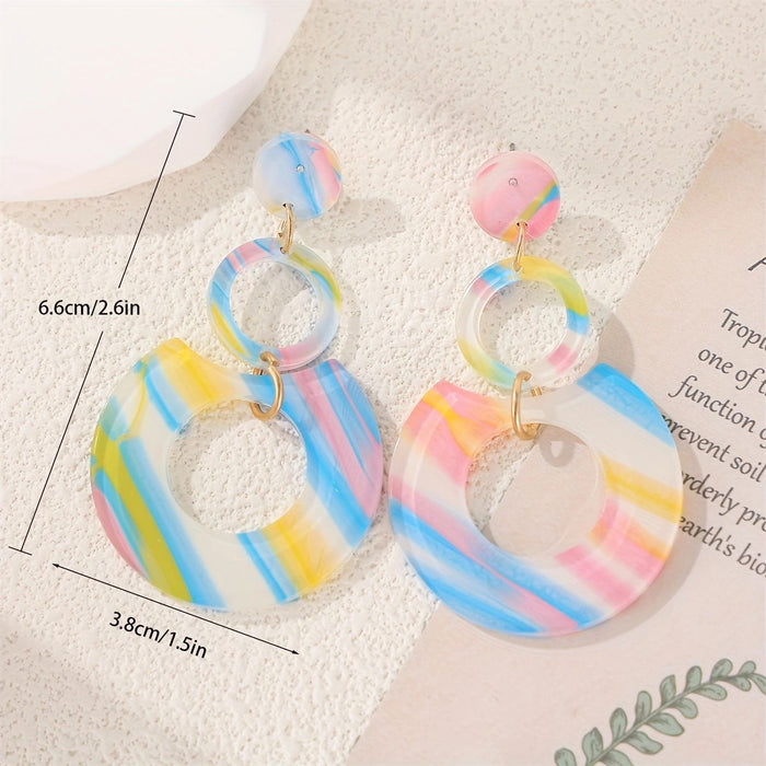 Wholesale Earrings Stripe Geometric Shape Acrylic Earrings JDC-ES-JiaYi011