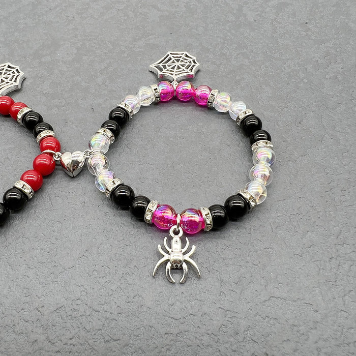 Wholesale  Couple Bracelet Red and Black Beaded Bracelet  Pendant Holiday Gift